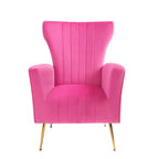 Fauteuil d'appoint dossier capitonné en velours rose / jaune / vert / blanc / rouge rosé avec pieds dorés – Individuel