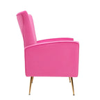 Fauteuil d'appoint dossier capitonné en velours rose / jaune / vert / blanc / rouge rosé avec pieds dorés – Individuel