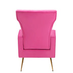 Fauteuil d'appoint dossier capitonné en velours rose / jaune / vert / blanc / rouge rosé avec pieds dorés – Individuel