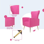 Fauteuil d'appoint dossier capitonné en velours rose / jaune / vert / blanc / rouge rosé avec pieds dorés – Individuel