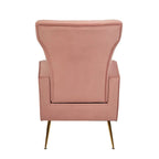 Fauteuil d'appoint dossier capitonné en velours rose / jaune / vert / blanc / rouge rosé avec pieds dorés – Individuel