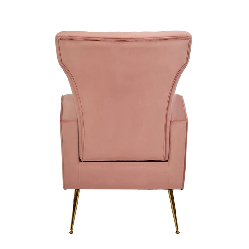 Fauteuil d'appoint dossier capitonné en velours rose / jaune / vert / blanc / rouge rosé avec pieds dorés – Individuel