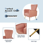 Fauteuil d'appoint dossier capitonné en velours rose / jaune / vert / blanc / rouge rosé avec pieds dorés – Individuel