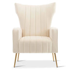 Fauteuil d'appoint dossier capitonné en velours rose / jaune / vert / blanc / rouge rosé avec pieds dorés – Individuel