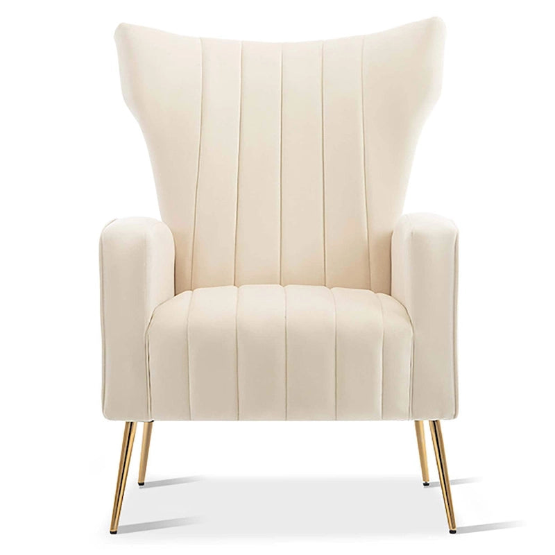 Fauteuil d'appoint dossier capitonné en velours rose / jaune / vert / blanc / rouge rosé avec pieds dorés – Individuel