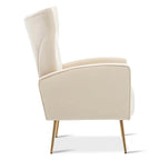 Fauteuil d'appoint dossier capitonné en velours rose / jaune / vert / blanc / rouge rosé avec pieds dorés – Individuel