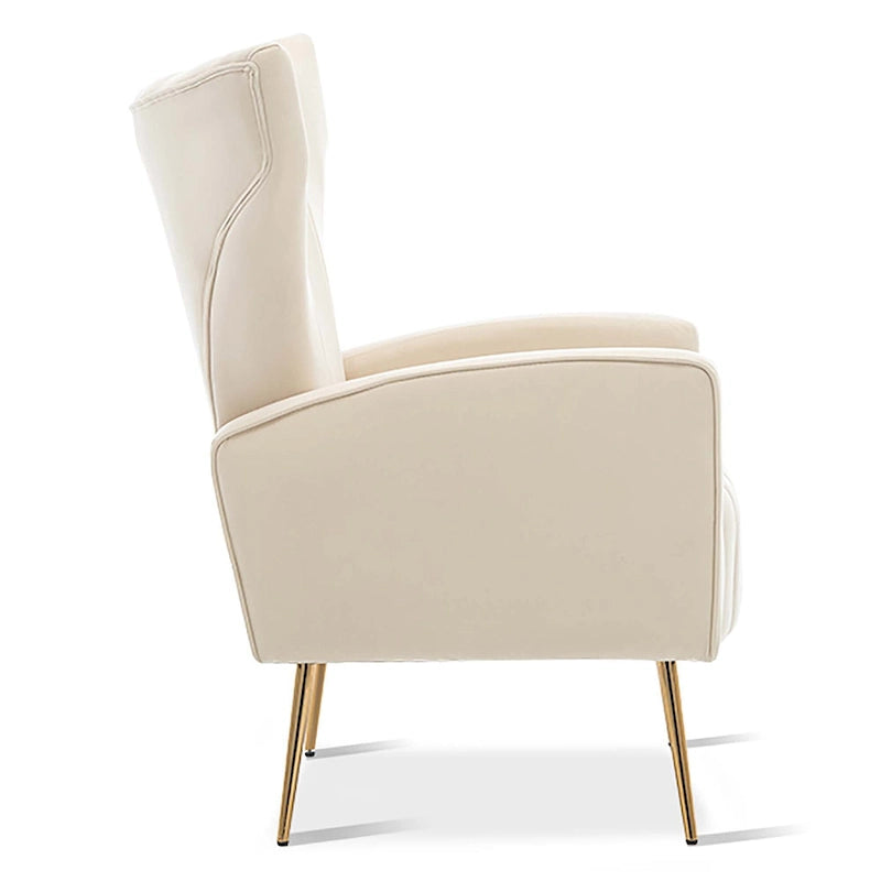 Fauteuil d'appoint dossier capitonné en velours rose / jaune / vert / blanc / rouge rosé avec pieds dorés – Individuel