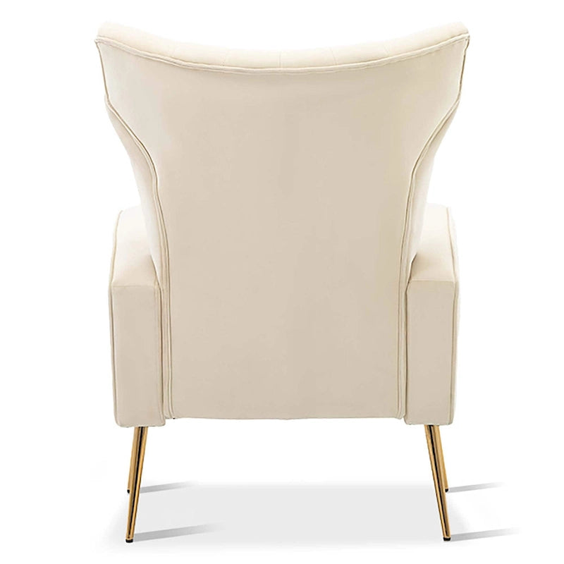 Fauteuil d'appoint dossier capitonné en velours rose / jaune / vert / blanc / rouge rosé avec pieds dorés – Individuel