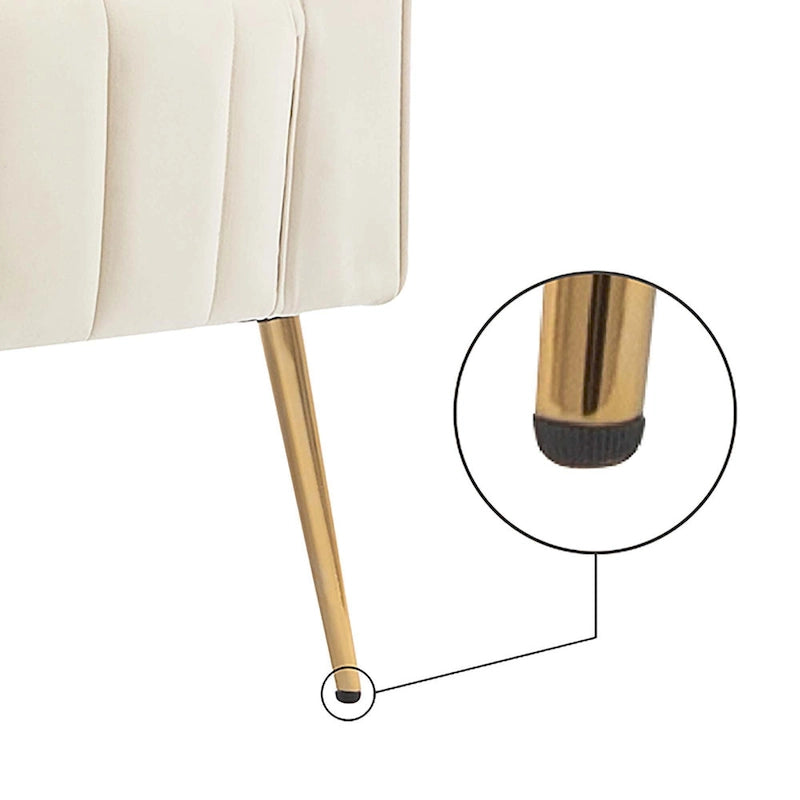 Fauteuil d'appoint dossier capitonné en velours rose / jaune / vert / blanc / rouge rosé avec pieds dorés – Individuel