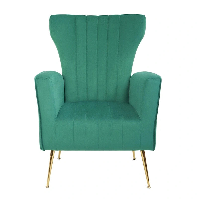 Fauteuil d'appoint dossier capitonné en velours rose / jaune / vert / blanc / rouge rosé avec pieds dorés – Individuel