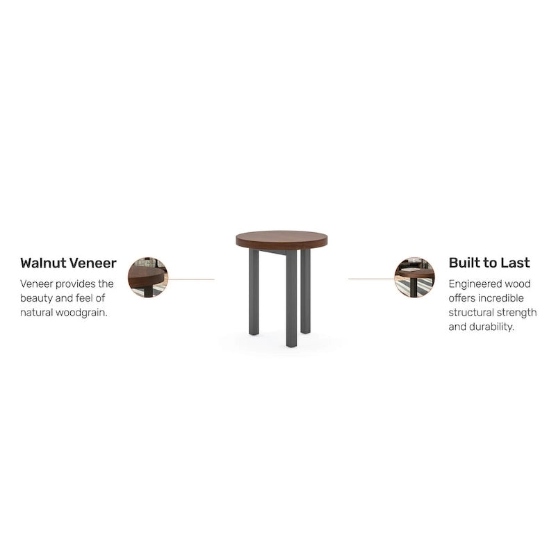 Bout de canapé rond en bois marron – 3 pieds, usage unique