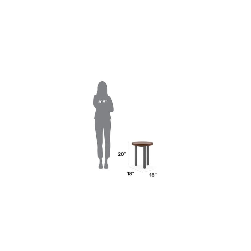 Bout de canapé rond en bois marron – 3 pieds, usage unique