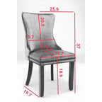 Chaise de salle à manger à dossier haut en velours (bleu/noir/doré/beige/gris/bleu clair) avec clous décoratifs – à l'unité