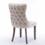 Chaise de salle à manger à dossier haut en velours (bleu/noir/doré/beige/gris/bleu clair) avec clous décoratifs – à l'unité