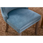 Chaise de salle à manger à dossier haut en velours (bleu/noir/doré/beige/gris/bleu clair) avec clous décoratifs – à l'unité