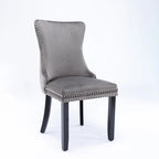 Chaise de salle à manger à dossier haut en velours (bleu/noir/doré/beige/gris/bleu clair) avec clous décoratifs – à l'unité