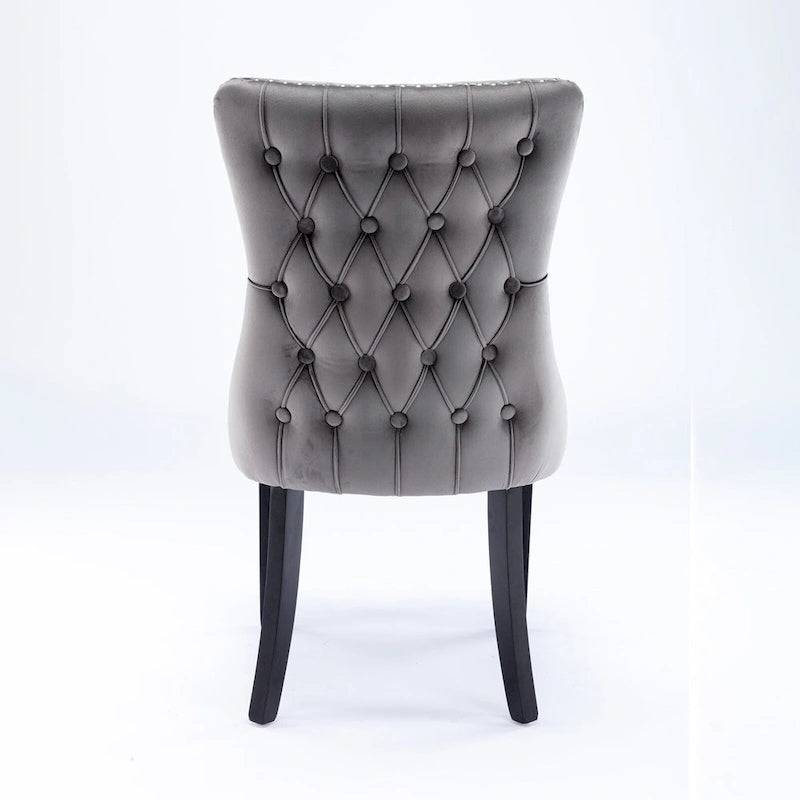 Chaise de salle à manger à dossier haut en velours (bleu/noir/doré/beige/gris/bleu clair) avec clous décoratifs – à l'unité