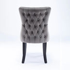Chaise de salle à manger à dossier haut en velours (bleu/noir/doré/beige/gris/bleu clair) avec clous décoratifs – à l'unité
