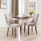 Chaise de salle à manger à dossier haut en velours (bleu/noir/doré/beige/gris/bleu clair) avec clous décoratifs – à l'unité