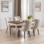 Chaise de salle à manger à dossier haut en velours (bleu/noir/doré/beige/gris/bleu clair) avec clous décoratifs – à l'unité