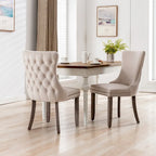 Chaise de salle à manger à dossier haut en velours (bleu/noir/doré/beige/gris/bleu clair) avec clous décoratifs – à l'unité