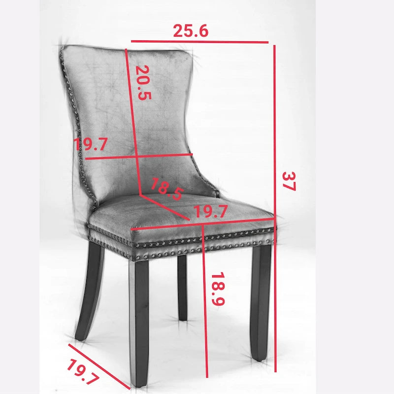 Chaise de salle à manger à dossier haut en velours (bleu/noir/doré/beige/gris/bleu clair) avec clous décoratifs – à l'unité