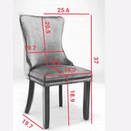 Chaise de salle à manger à dossier haut en velours (bleu/noir/doré/beige/gris/bleu clair) avec clous décoratifs – à l'unité