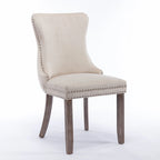 Chaise de salle à manger à dossier haut en velours (bleu/noir/doré/beige/gris/bleu clair) avec clous décoratifs – à l'unité