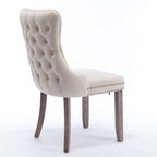 Chaise de salle à manger à dossier haut en velours (bleu/noir/doré/beige/gris/bleu clair) avec clous décoratifs – à l'unité