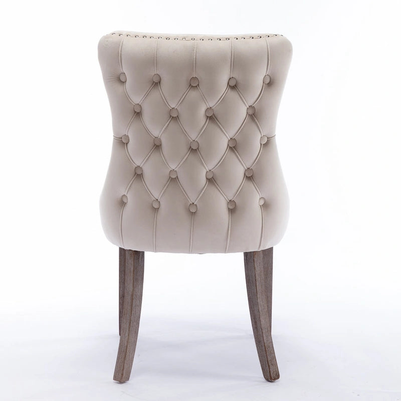 Chaise de salle à manger à dossier haut en velours (bleu/noir/doré/beige/gris/bleu clair) avec clous décoratifs – à l'unité