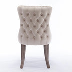 Chaise de salle à manger à dossier haut en velours (bleu/noir/doré/beige/gris/bleu clair) avec clous décoratifs – à l'unité