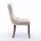 Chaise de salle à manger à dossier haut en velours (bleu/noir/doré/beige/gris/bleu clair) avec clous décoratifs – à l'unité