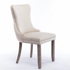 Chaise de salle à manger à dossier haut en velours (bleu/noir/doré/beige/gris/bleu clair) avec clous décoratifs – à l'unité