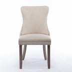 Chaise de salle à manger à dossier haut en velours (bleu/noir/doré/beige/gris/bleu clair) avec clous décoratifs – à l'unité