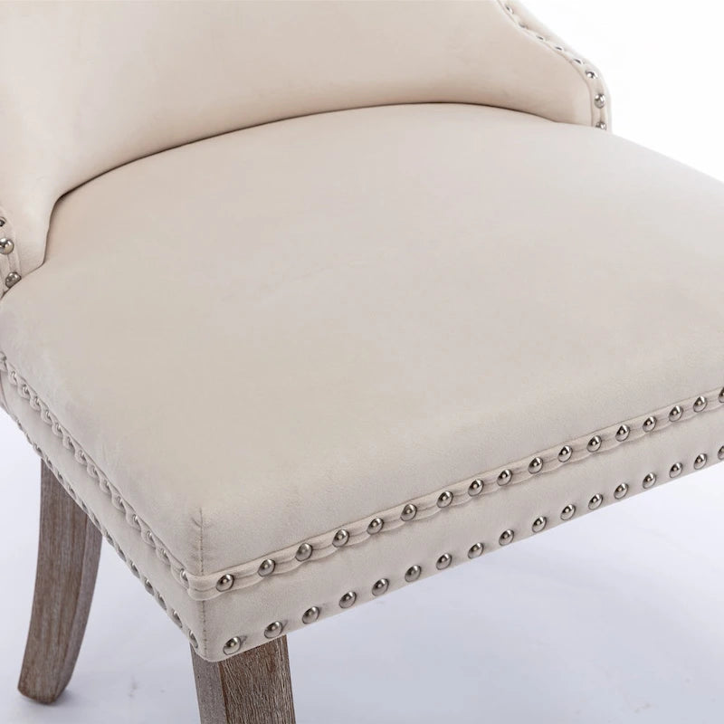 Chaise de salle à manger à dossier haut en velours (bleu/noir/doré/beige/gris/bleu clair) avec clous décoratifs – à l'unité