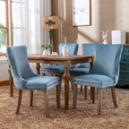 Chaise de salle à manger à dossier haut en velours (bleu/noir/doré/beige/gris/bleu clair) avec clous décoratifs – à l'unité