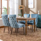 Chaise de salle à manger à dossier haut en velours (bleu/noir/doré/beige/gris/bleu clair) avec clous décoratifs – à l'unité