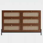 Rattan Wood Closet 6-Drawer Dresser
