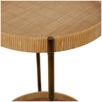 Table d'appoint à deux niveaux en rotin marron avec pieds en métal style bambou – Simple