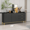 Commode moderne milieu de siècle noir/blanc avec 3 tiroirs, meuble de rangement et pieds dorés – Simple