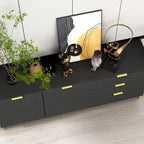 Commode moderne milieu de siècle noir/blanc avec 3 tiroirs, meuble de rangement et pieds dorés – Simple