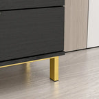 Commode moderne milieu de siècle noir/blanc avec 3 tiroirs, meuble de rangement et pieds dorés – Simple