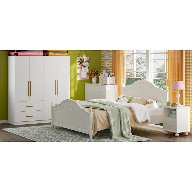 Armoire de rangement autoportante en MDF blanc avec tiroirs et deux compartiments – Simple