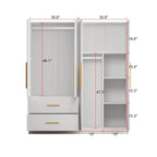 Armoire de rangement autoportante en MDF blanc avec tiroirs et deux compartiments – Simple