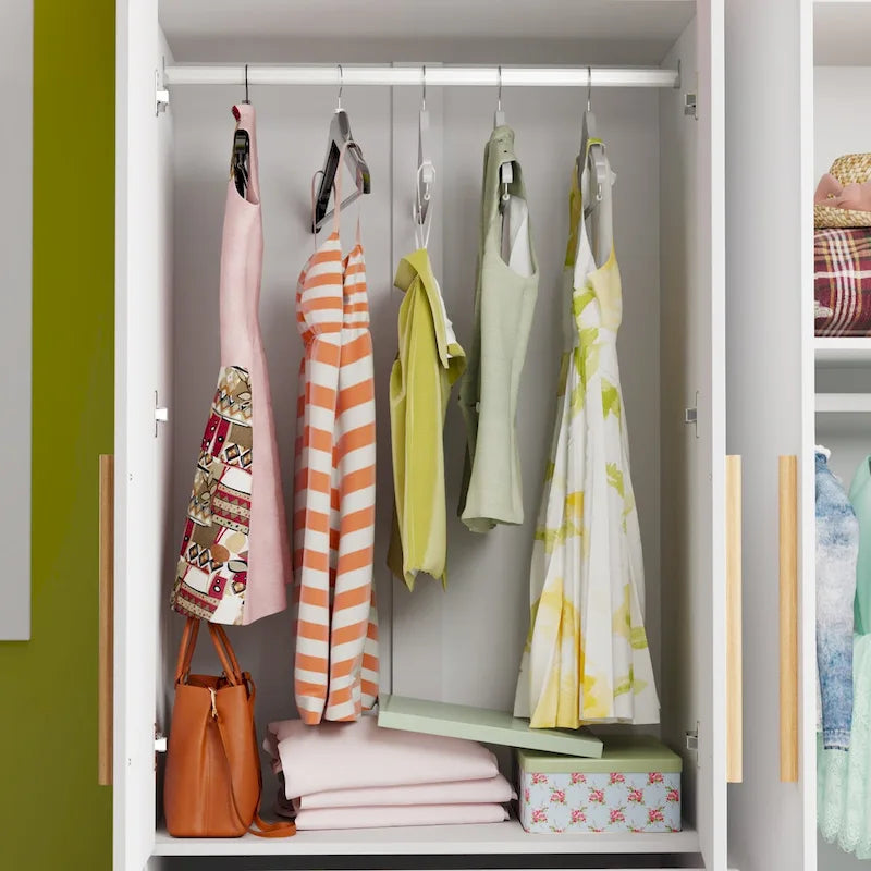 Armoire de rangement autoportante en MDF blanc avec tiroirs et deux compartiments – Simple