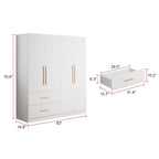 Armoire de rangement autoportante en MDF blanc avec tiroirs et deux compartiments – Simple