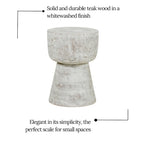 Table d'appoint ronde sur pied en bois de teck blanchi – Simple