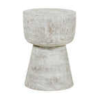 Table d'appoint ronde sur pied en bois de teck blanchi – Simple