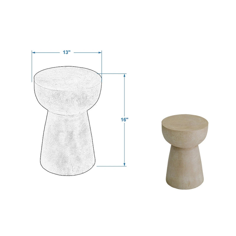 Table d'appoint ronde sur pied en bois de teck blanchi – Simple