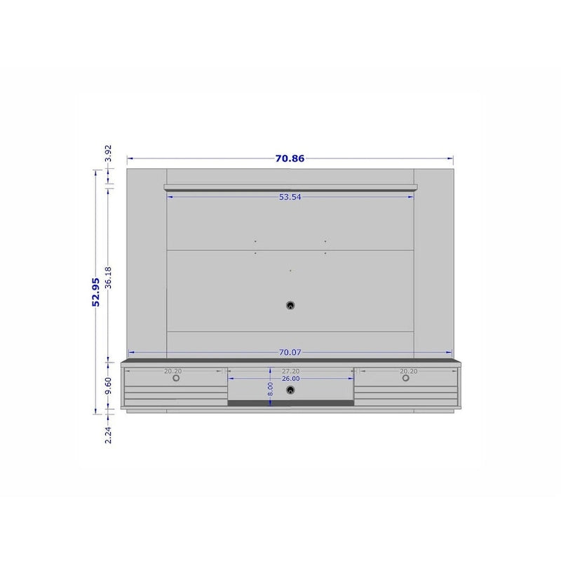 Meuble TV mural flottant de style rustique marron/blanc/noir, moderne du milieu du siècle, avec rangement dissimulé – Simple